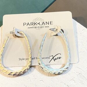 Park Lane Silver Textured Teardrop Hoop Earrings